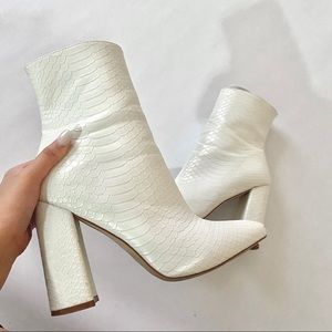 Pretty little thing White Heeled Booties Croc